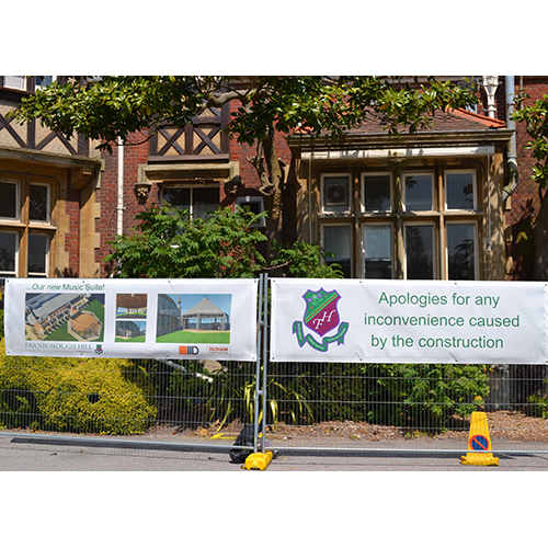 Printed banners at Farnborough Hill